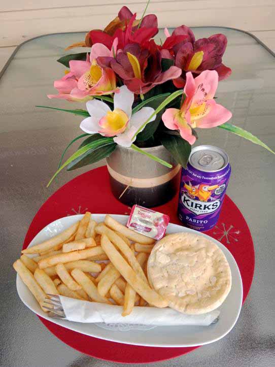 Pie, chips and drink meal deal at the Calliope River Historical Village